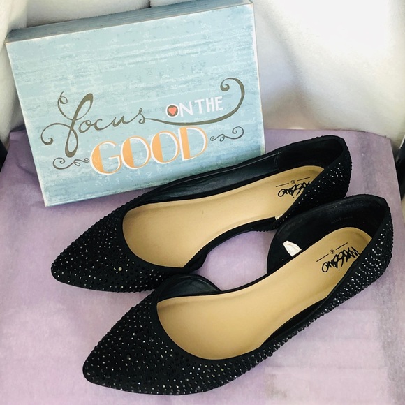 Shoes - Mossimo Black Rhinestone Embellished Flats Sz 7.5